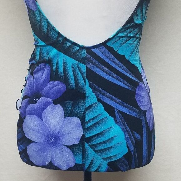 VINTAGE Robby Len Purple Plumbago Dress Swimsuit - Picture 10 of 13